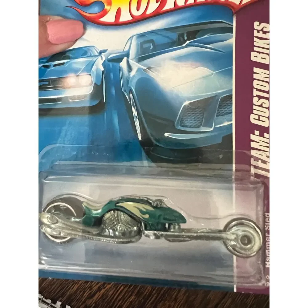 Hot Wheels 2007 Team Custom Bikes 04 Hammer Sled Teal Motorcycle Die Cast 152